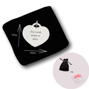 Personalisierte Herz Charm mit Gravur, Silber Edelstahl, graviert, hochwertiger Stahl 316.