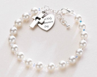 Girls First Holy Communion Bracelet, Personalised with Any Engraving.