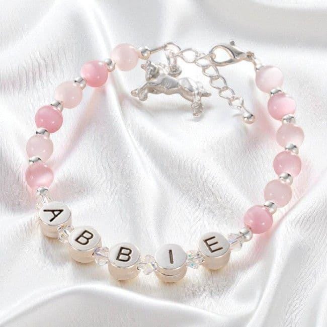 Bracelet à Breloque Fille 2 Pièces – Cristal Rose Or – Bijou Réglable En Acier Inoxydable – Cadeau Anniversaire Enfant
