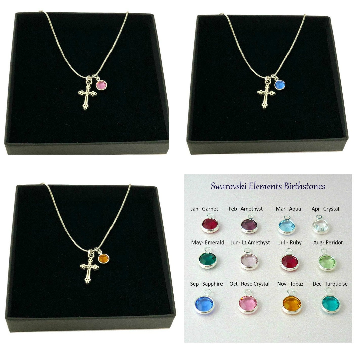 Birthstone cross pendant deals