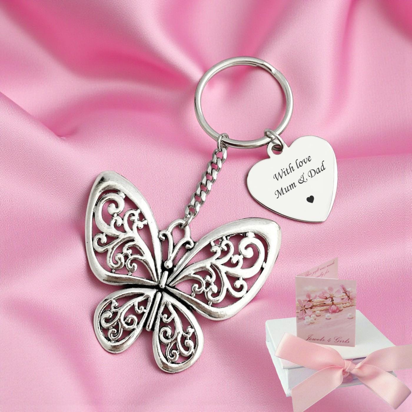 Butterfly Key Rings Personalised Keyring, Butterfly Key Ring With Free Engraving. - Etsy UK
