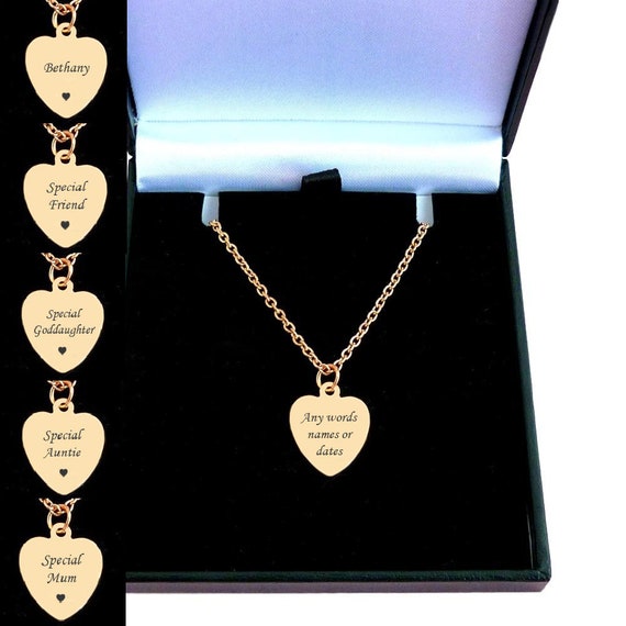 Buy Rose Gold Necklace With Personalised Engraving on Heart