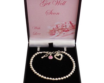 Gute Besserung Geschenk, Birthstone Armbänder in einer Klappgeschenkbox