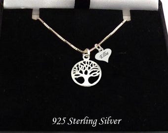 Tree of Life Necklace, 925 Sterling Silver. Engraved, Personalised Gift for Women or Girls, Gift Boxed. Any Engraving.