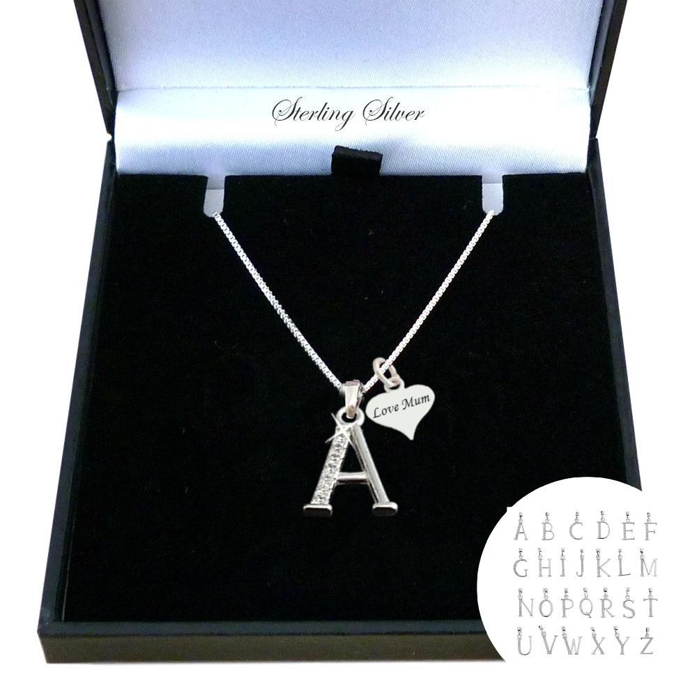 Colgante De Letra En Plata De Ley 925, Personalizado Con Etiqueta Ovalada O Con Forma De Corazón Grabada. Cualquier Inicial. Para Niñas Y Mujeres. - España