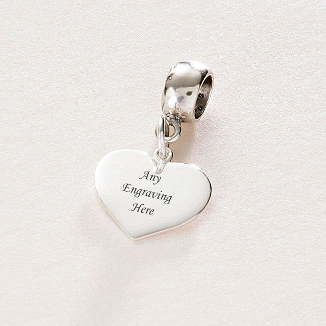 Heart Charm Sterling Silver Fits Pandora Personalised With Any
