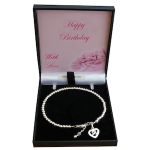 18th Geburtstag Armband, Sterling Silber Perlen. Größenverstellbar, schönes Armband Perfekt als Geschenk für Alter 18.Geschenk Boxed mit Karte.