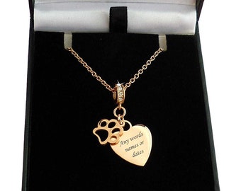 rose gold dog paw necklace