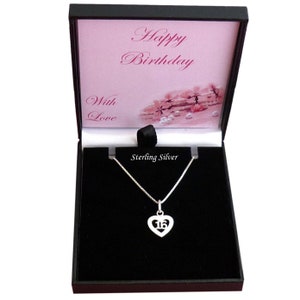 Collier cadeau 16e anniversaire, argent sterling, sur carte pour fille, soeur, nièce, tante, amie, petite amie...