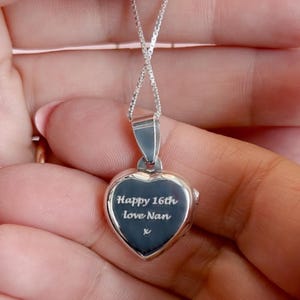 Sterling Silver Heart Locket Necklace for Mum, Mummy, Nan, Nanny, Daughter etc Personalised Engraving.