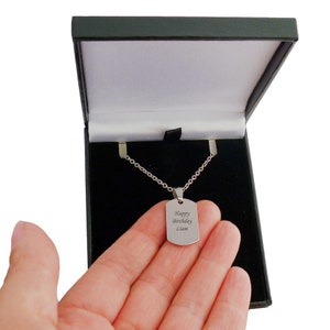 Small Dogtag Necklace for Boys. Stainless Steel. Personalised Dog Tag with Any Engraving, High Quality. Gift Boxed