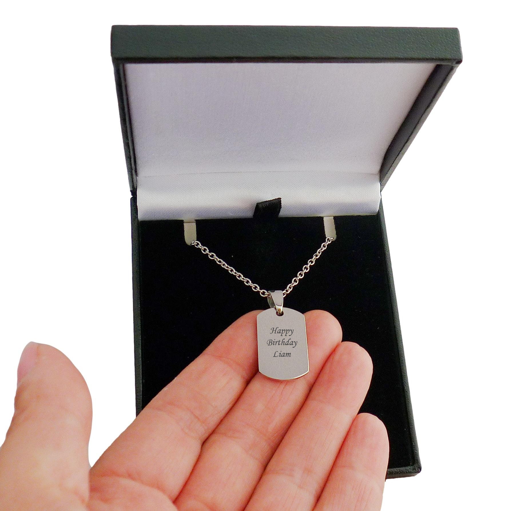 お*き様 END MINIATURE DOGTAG NECKLACE 定価¥17 Small Dogtag Necklace for Boys. Stainless Steel. Personalised Dog