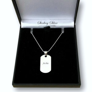 Mens sterling silver dog tags engraved hot sale