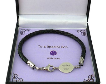 Personalised Leather Bracelet in Presentation Gift Box for Daddy, Dad, Son, Uncle, Brother etc.