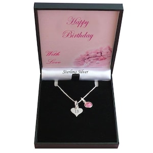 Sterling Silber 13 Halskette mit Geburtsstein, Geschenk für 13.Geburtsstein, Geschenkbox für spezielle Tochter, Schwester, Enkelin, Patentochter usw