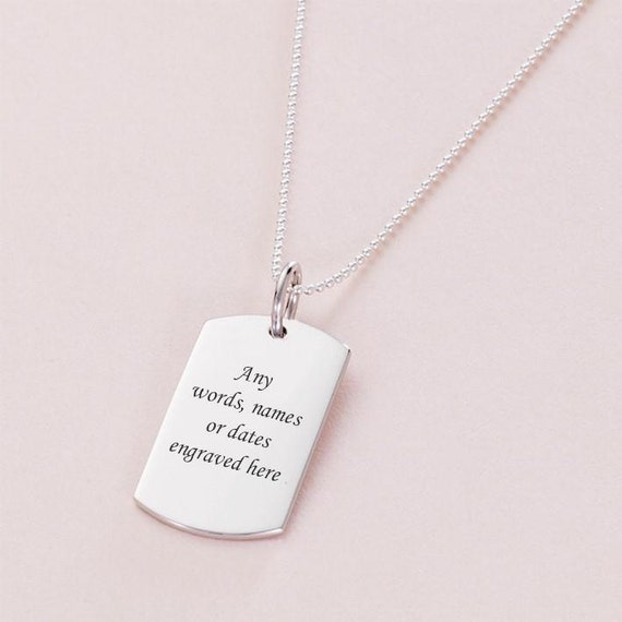 Sterling Silver Dogtag Necklace for Man or Boy Personalised Jewellery for Men