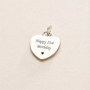 Engraved Heart Charm Happy 21st Birthday Can Be - Etsy