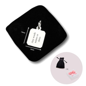 Personalised Rectangle Charm with Any Engraving, Silver Stainless Steel, Engraved, High Grade 316 Steel.