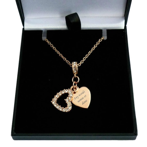 Engraved Gold-plated Heart Pendant with chain or keychain