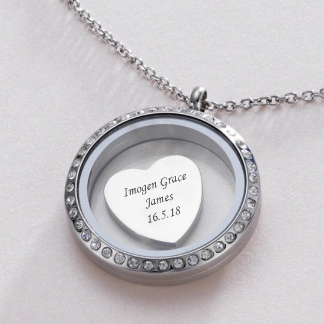 Glass Locket With Personalised Engraving on Charm, Any Words, Childrens ...