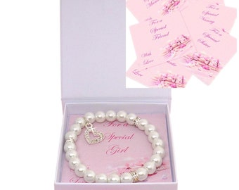 White Pearl Bracelet in Special Gift Box for Girls or Women, Gift for Daughter, Sister, Goddaughter, Granddaughter, Niece, Friend etc..