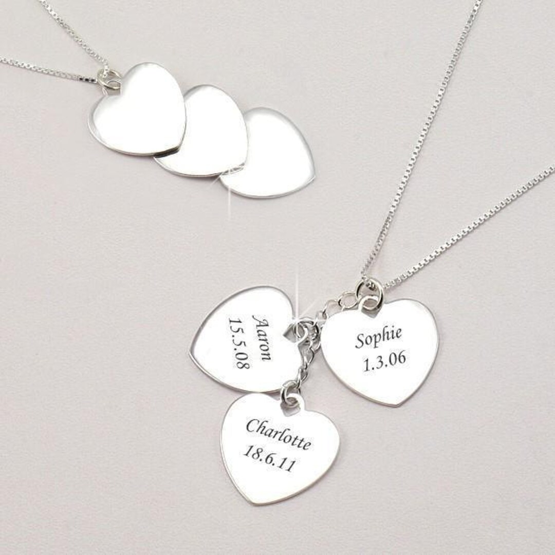 Personalised triple heart best sale necklace