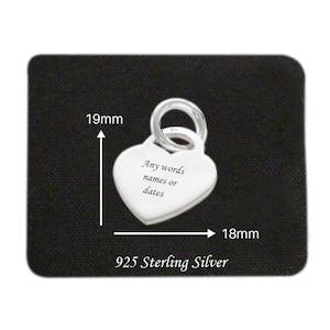 925 Sterling Silber Herz Charm mit optionaler Gravur, personalisierter Charm, Geschenk, Anhänger