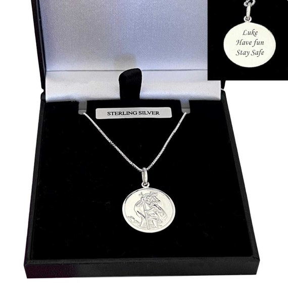 Silver st outlet christopher necklace engraved