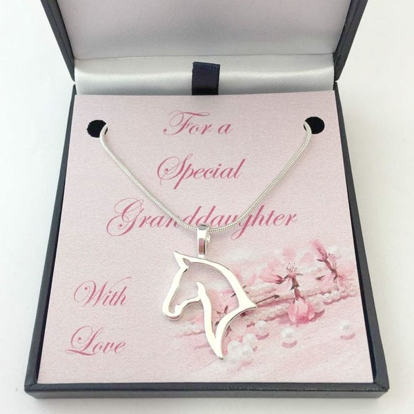 Beautiful Open Horse Head Necklace on Gift Card Mount. Gift for Horse Lover