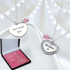 Collier de Noël personnalisé avec pierre de naissance, cadeau pour nounou, soeur, maman, tante, etc.