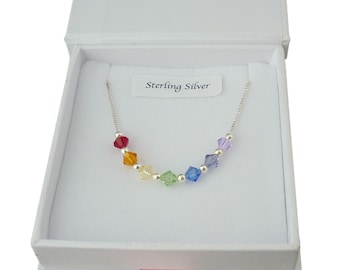 Collier arc-en-ciel en cristal multicolore, argent sterling 925, fierté gaie, lesbienne, bijoux LGBT