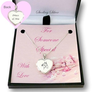 Silver Heart Locket with an Engraved Horse Head  for Horse lovers, Gift Boxed for Granddaughter, Daughter, Sister, Niece etc....