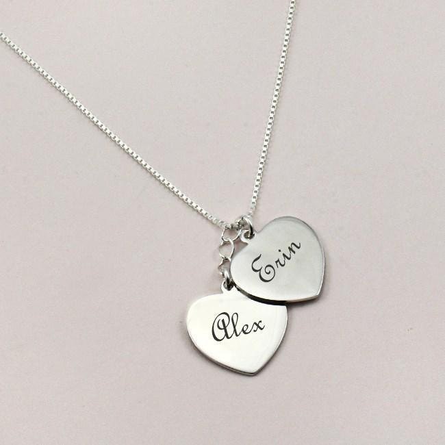 Sterling Silver Double Heart Engraved 