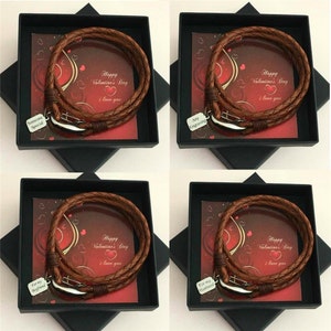 Herren Leder Wickelarmband mit Valentines Geschenk Box .