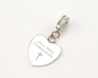 Personalised First Holy Communion Charm on a Sparkling Crystal  Bail.