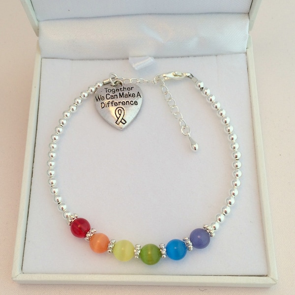 LGBT Bracelet, Gay Pride Bracelet, Rainbow Jewellery. Size Adjustable.