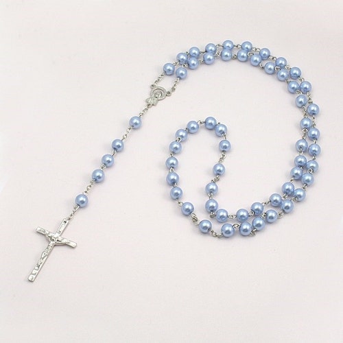 Pale Blue Pearl Rosary Beads. Prayer Beads. Rosaries. Etsy
