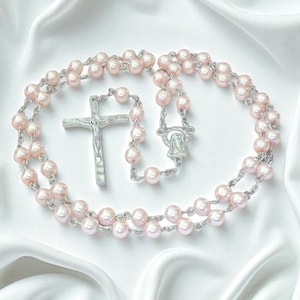 High Quality Pink Rosary Beads for Children with Smaller Beads. Gift for a Catholic Girl. Prayer Beads.