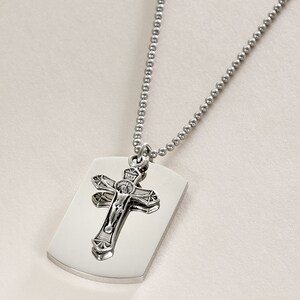 Personalisierte Dogtag Halskette mit Kruzifix, kostenlose Gravur