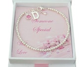 Birthstone and Letter Charm Bracelet in a Special Gift Box