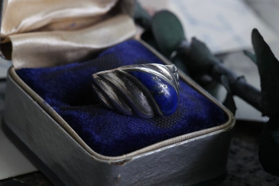 Vintage Lapis Ring Sterling Silver Lapis Lazuli T… - image 8