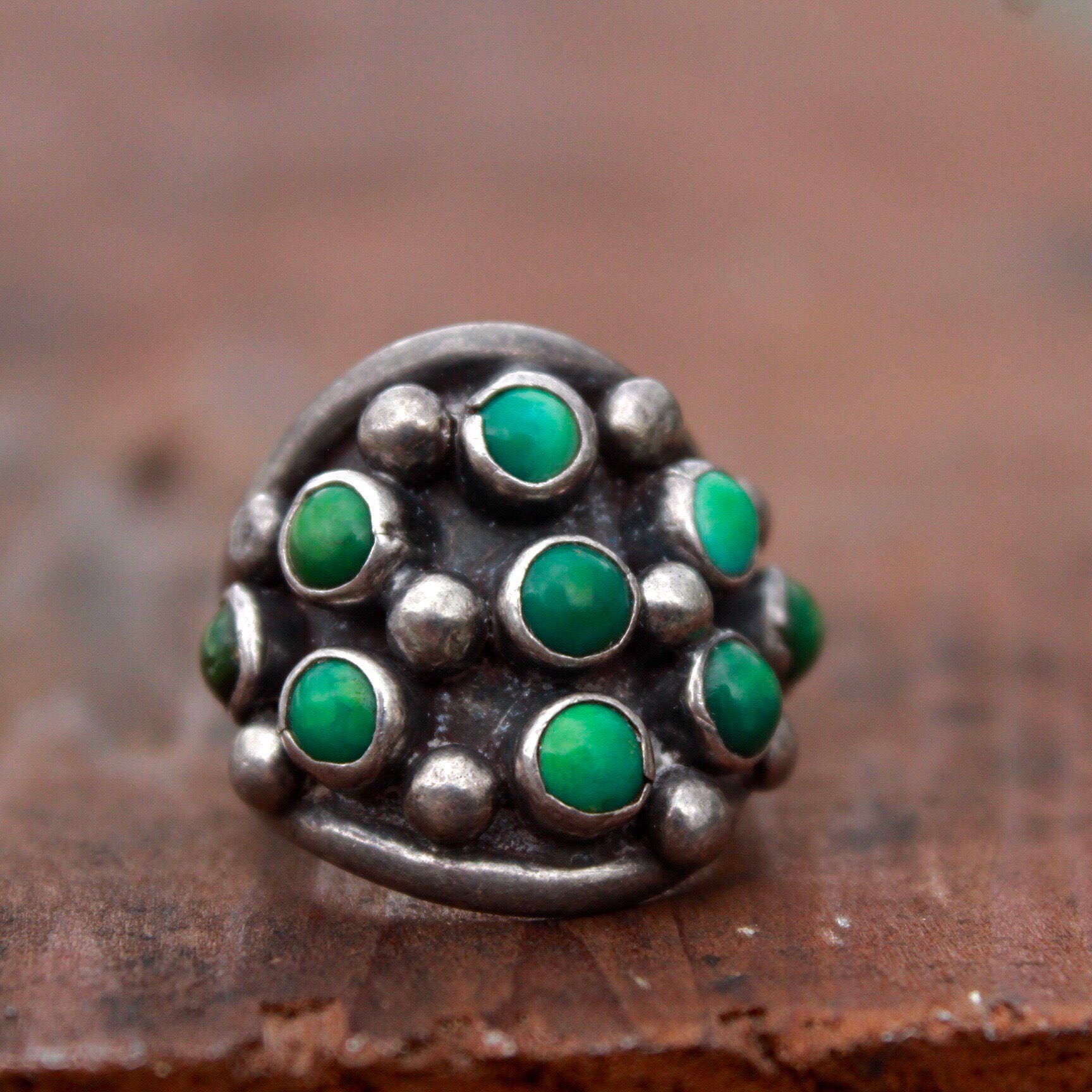 Rare Earlier Vintage Native American Zuni Turquoise Snake Sterling Silver Ring Old Rare Earlier Vintage Native American Zuni Turquoise Snake Sterling Silver Ring Old