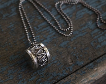 Vintage Navajo Sterling Ceremonial Drum Pendant Native American Fred Harvey Era Sterling Silver Stamped southwestern pendant Necklace