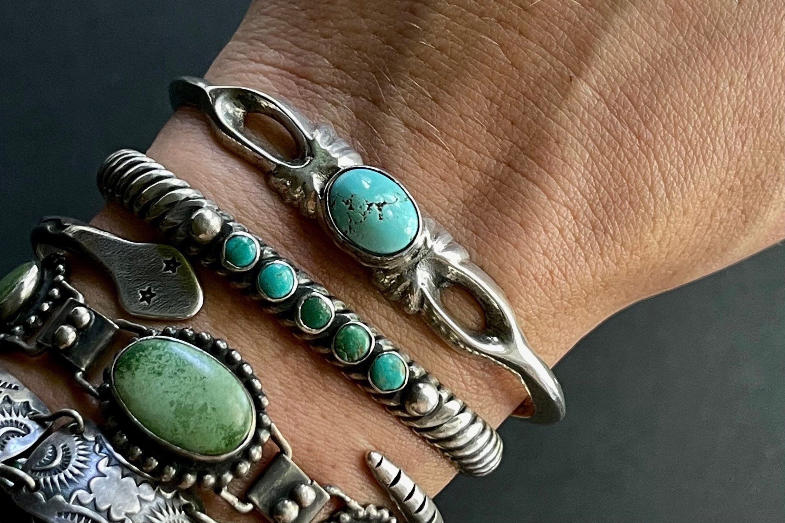 One Of The Best Ever Vintage Native American Navajo Dry Creek Turquoise Sterling Silver Bracelet One Of The Best Ever Vintage Native American Navajo Dry Creek Turquoise Sterling Silver Bracelet