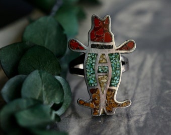 HUGE Old Pawn Navajo Cowboy Houston Livestock Show & Rodeo Crushed Turquoise, Coral and MOP Inlay  HEAVY Unisex cowgirl ring boots Sz 9