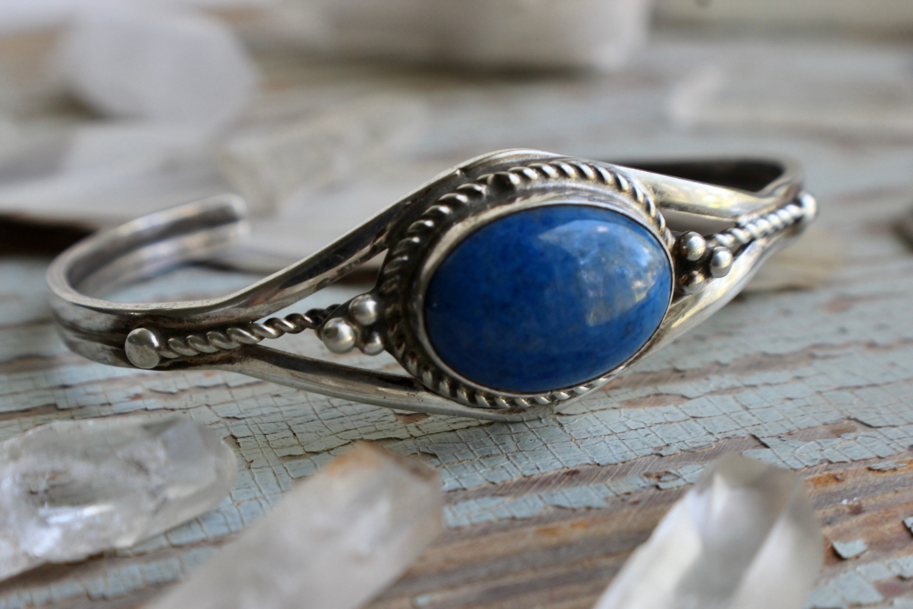Beautiful Native American Navajo Denim Lapis Sterling Silver Bracelet Beautiful Native American Navajo Denim Lapis Sterling Silver Bracelet