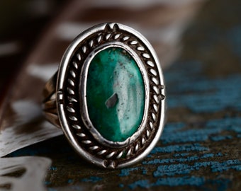 Vintage Old Pawn Navajo Turquoise Ring Fred Harvey Era Turquoise Ring Sterling Silver Turquoise Ring Native American Turquoise Ring mens