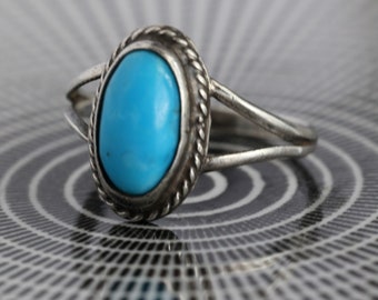 Vintage Navajo Turquoise Ring Silver Turquoise Ring Vintage Turquoise Ring Sterling Native American Turquoise Ring Southwestern Ring Sz 6.5