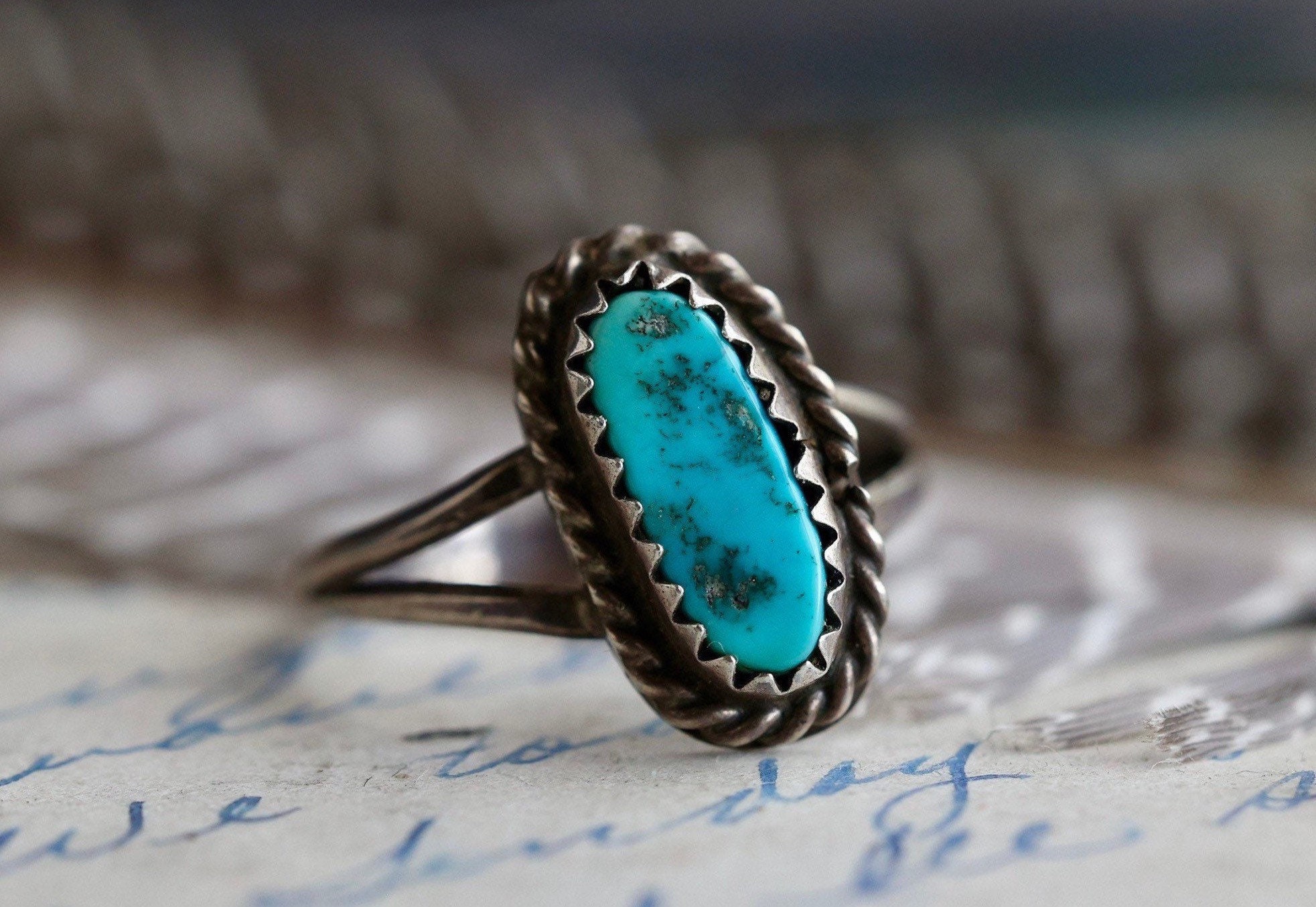 Monet Turquoise Teardrop L Ring A — Palenque Jewellery