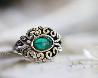 Beautiful Vintage Sterling Lattice Paua Shell Ring Navajo Sterling Silver Split Shank Peyote Paua Shell Abalone Mid century ring sz 4